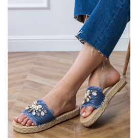 Les tongs Blue Espadrille avec des coquilles bleu 2