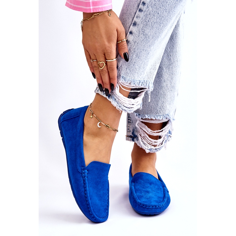 Evento Mocassins en daim pour femmes Bleu Morreno 2