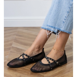 Ballerines en mailles noires avec boucle décorative 2