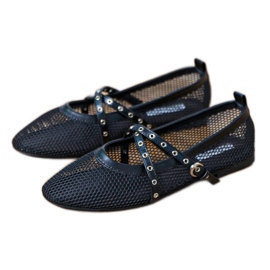 Ballerines en mailles noires avec boucle décorative le noir 5