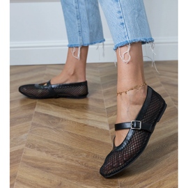 Ballerinas en mailles noires avec boucle le noir 1