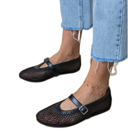 Ballerinas en mailles noires avec boucle le noir 2