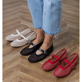 Ballerinas en mailles rouges avec une boucle 1