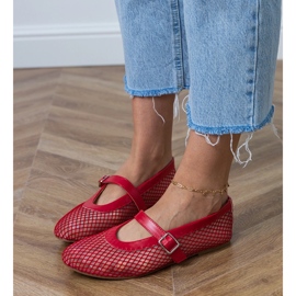 Ballerinas en mailles rouges avec une boucle 5