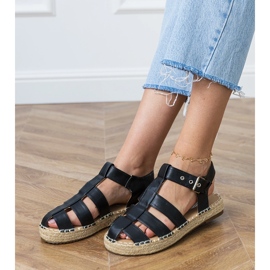 Espadrilles noires construites -in sandales 2