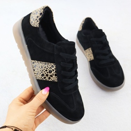 Sports en cuir féminin avec imprimé léopard. Filippo DP6770 noir 1