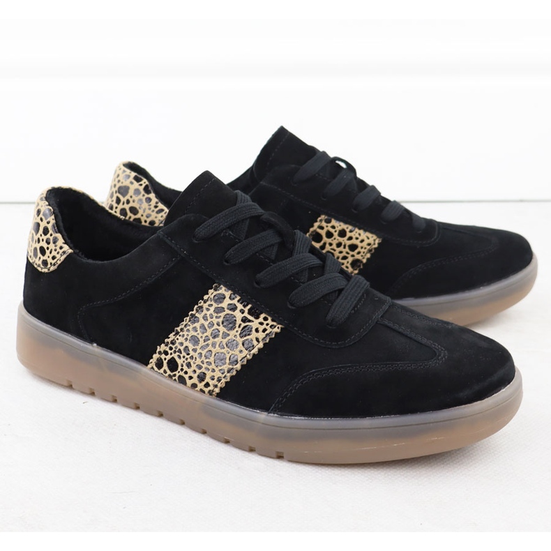 Sports en cuir féminin avec imprimé léopard. Filippo DP6770 noir 2