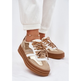 Sneakers féminins sur la plate-forme avec léopard à double laçage d'or 2 Sneakers féminins sur la plate-forme avec léopard à double laçage d'or 2