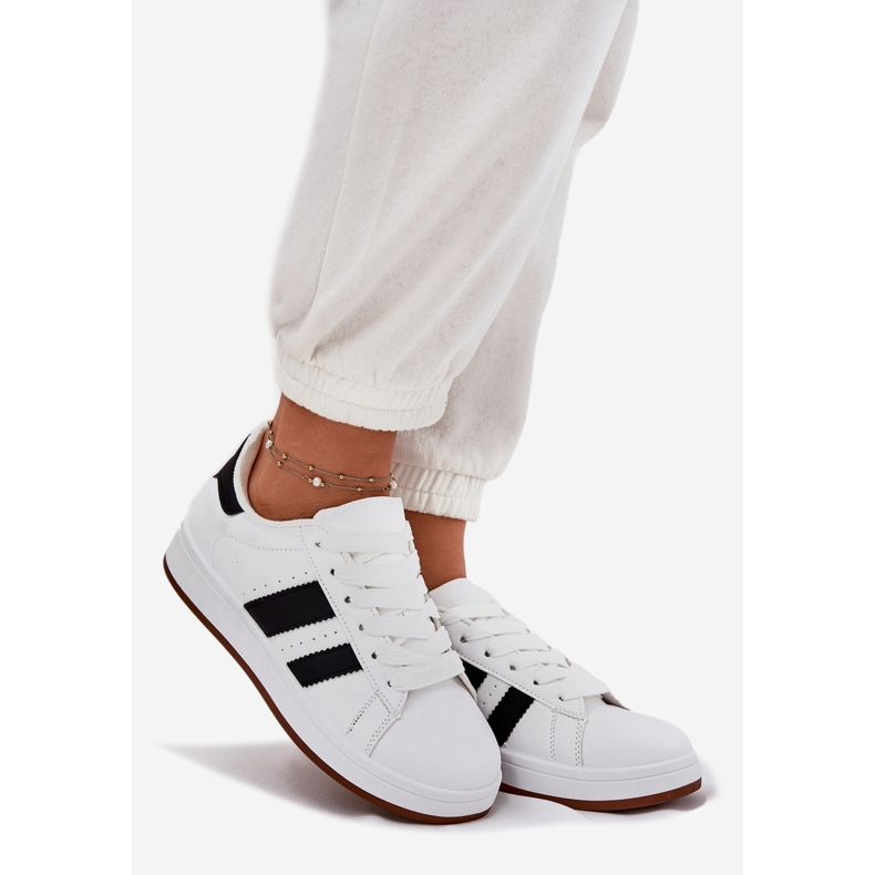 EVento Baskets pour femmes en cuir écologique, blanc blanche 1