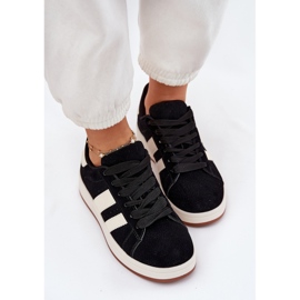 EVento Baskets féminines avec écos en daim noir le noir 5