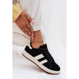 EVento Baskets féminines avec écos en daim noir le noir 7