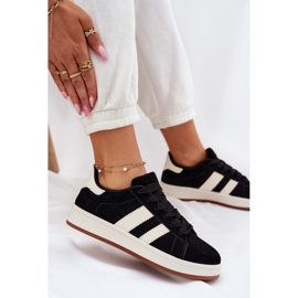 EVento Baskets féminines avec écos en daim noir le noir 9