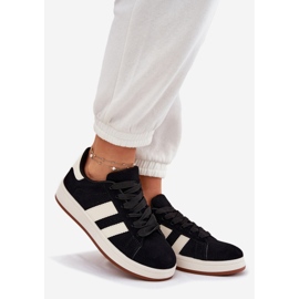 EVento Baskets féminines avec écos en daim noir le noir 1
