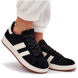 EVento Baskets féminines avec écos en daim noir le noir 10