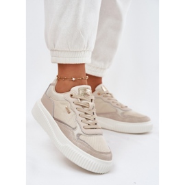 EVento Baskets en cuir pour femmes sur la plateforme, beige 2 EVento Baskets en cuir pour femmes sur la plateforme, beige 2