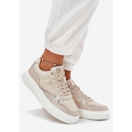 EVento Baskets en cuir pour femmes sur la plateforme, beige 1 EVento Baskets en cuir pour femmes sur la plateforme, beige 1