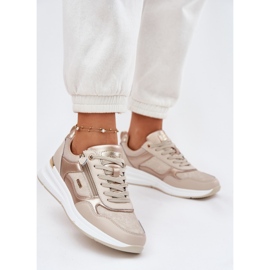 EVento Chaussures de sport en cuir féminin avec une serrure beige 2