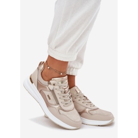 EVento Chaussures de sport en cuir féminin avec une serrure beige 1
