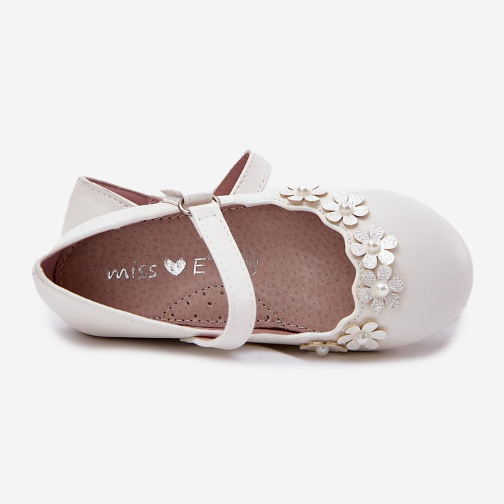 EVento Ballerines pour enfants avec des fleurs blanches 1