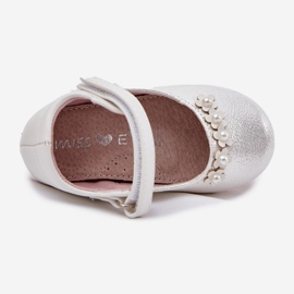 EVento Ballerinas pour enfants Velcro avec des fleurs blanches 1