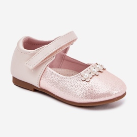 EVento Ballerines pour enfants Velcro avec des fleurs roses 2