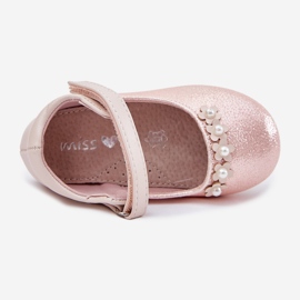 EVento Ballerines pour enfants Velcro avec des fleurs roses 1