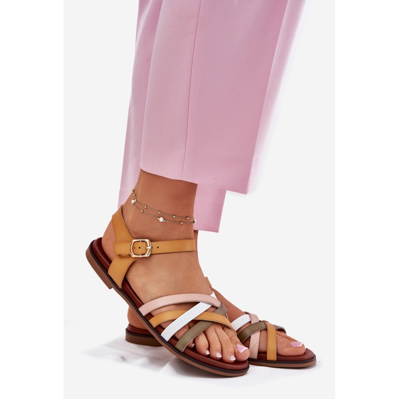 Sandales féminines avec Sergio Leone SK090H rayures swinging jaunes 1