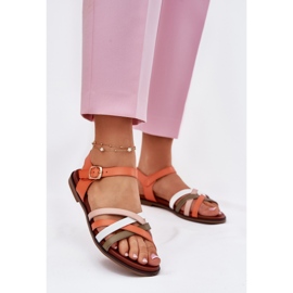 Sandales féminines avec entrelacier Sergio Leone SK090H rayures orange 2