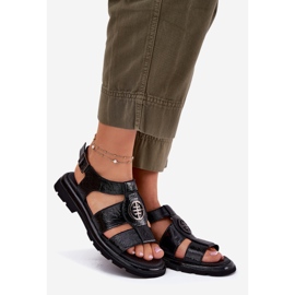 Sandales en cuir pour femmes verni avec un détail décoratif artiker 56c0691 noir le noir 1