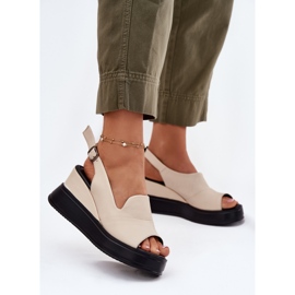 Sandales en cuir pour femmes pour l'ancien artiker 54C0401 beige 2