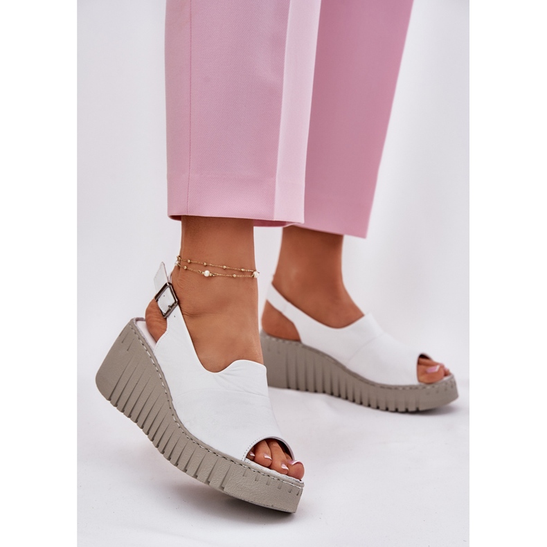 ARTIKER Sandales féminines en cuir naturel pour un coin Artker 54C0786 blanc 2