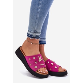 Les tongs en daim des femmes avec Vinceza 66741 Fuksja rose 1 Les tongs en daim des femmes avec Vinceza 66741 Fuksja rose 1