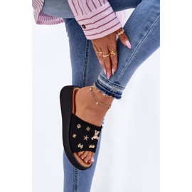 Les tongs en daim des femmes avec des épingles noires Vinceza 66741 le noir 3