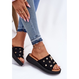 Les tongs en daim des femmes avec des épingles noires Vinceza 66741 le noir 7