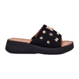 Les tongs en daim des femmes avec des épingles noires Vinceza 66741 le noir 8