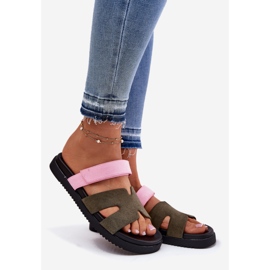 Les tongs des femmes avec Vinceza 17401 Velcro rose rose vert 1