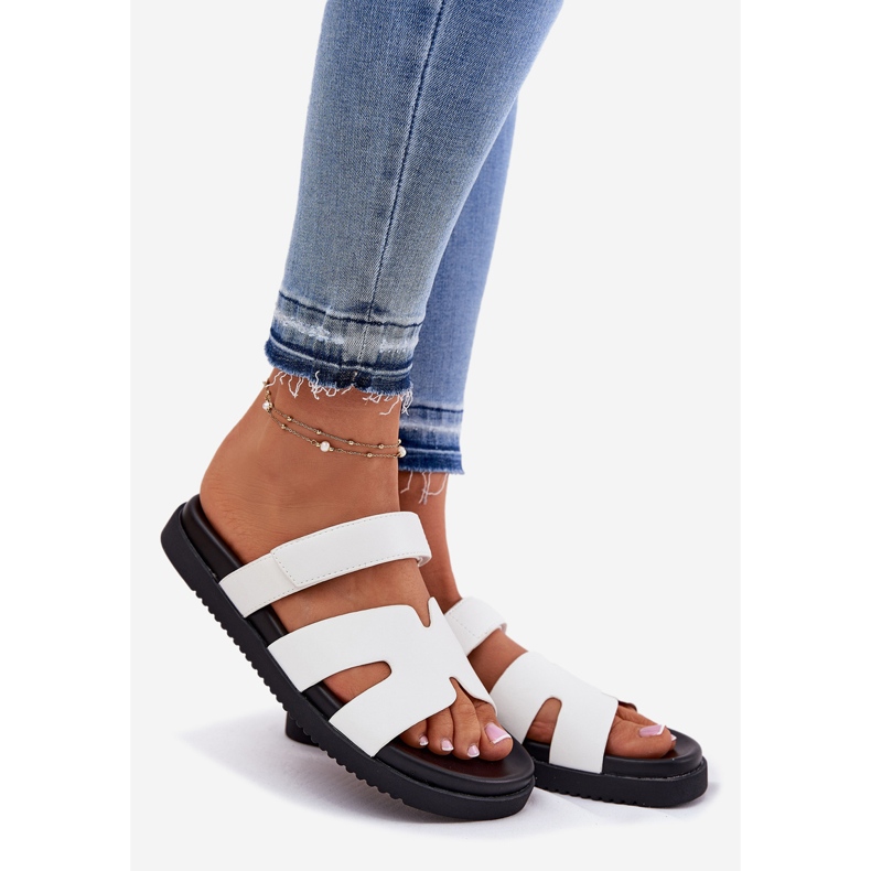 Les tongs des femmes avec Vinceza 17401 Velcro blanc 1