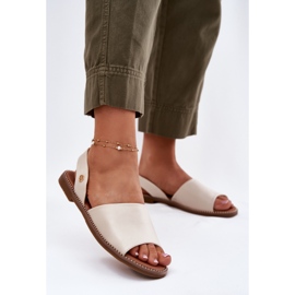 EVento Sandales plates pour femmes beige en cuir éco 2