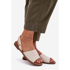 EVento Sandales plates pour femmes beige en cuir éco 1