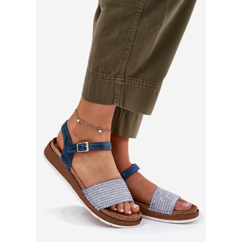 Sandales féminines avec une tresse sur le Blue Blue Inblu GS000050 bleu 1