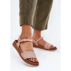 Sandales féminines avec tresse sur la ceinture rose Inblu GS000050 2