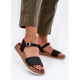 Sandales féminines avec une tresse sur la ceinture noire Inblu GS000050 2