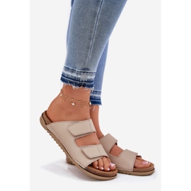 Slippers en cuir féminin inblu aa0005g beige 1