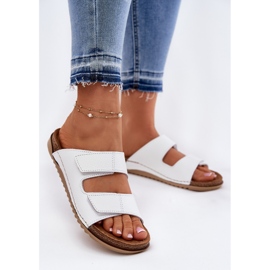 Slippers en cuir féminin inblu aa0005gu blanc blanche 2