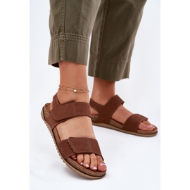 Sandales en cuir féminin inblu aa0001ki chameau brun 2