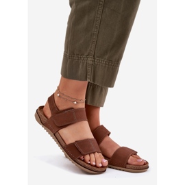 Sandales en cuir féminin inblu aa0001ki chameau brun 1