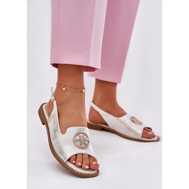 S.Barski Sandales féminines à talons plates avec un ornement de S. Barski KV51-002 Silver argent 2