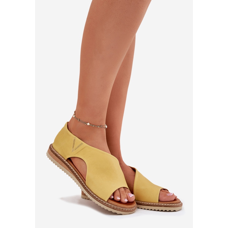 Sandales en cuir pour femmes Artiker 46C1015 Jaune 1