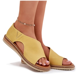 Sandales en cuir pour femmes Artiker 46C1015 Jaune 8