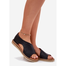Sandales en cuir pour femmes Artiker 46C1016 Black le noir 1